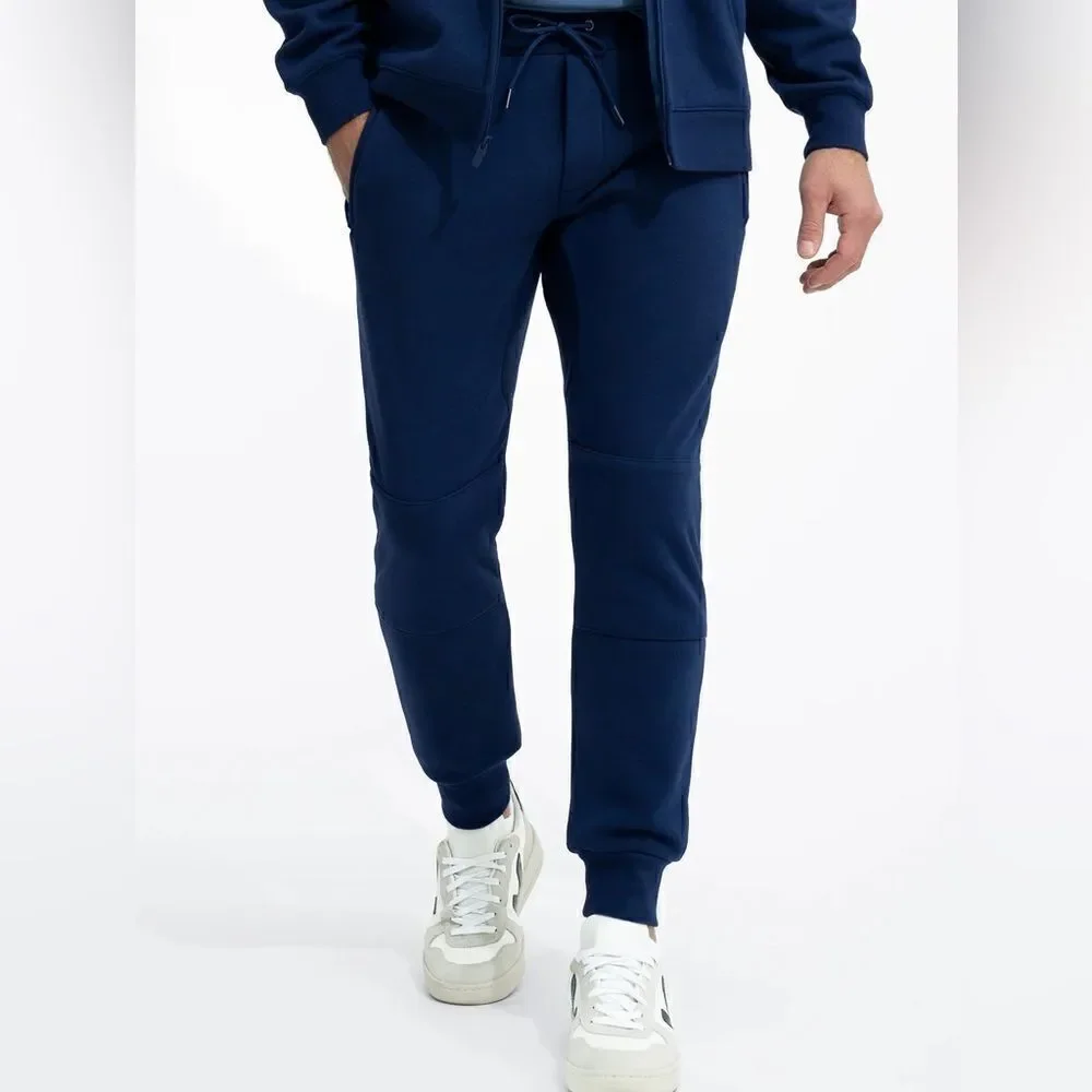 NEW Swet Tailor Mens Navy Blue Stretch Fleece Joggers